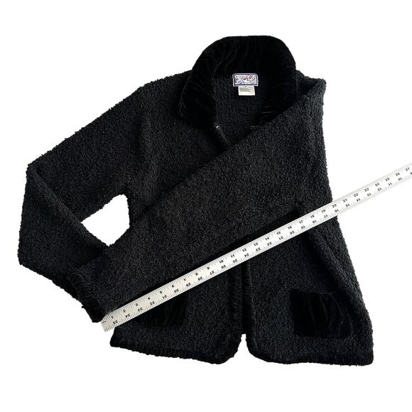 April Cornell Velvet Trim Boucle Cottage Black Jacket M - Picture 8 of 9